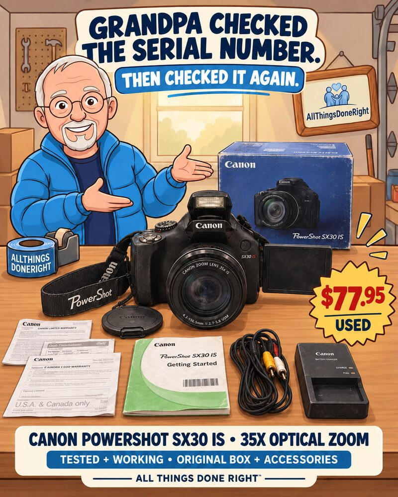 Grandpa with a Canon PowerShot camera